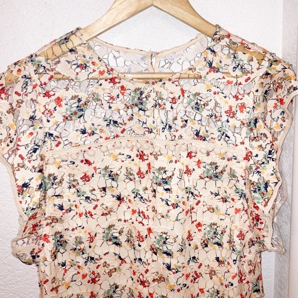 ANTHROPOLOGIE x TULAROSA Elba PomPom Lace Overlay Mini Dress Beige & Multi SZ: M - Picture 11 of 15